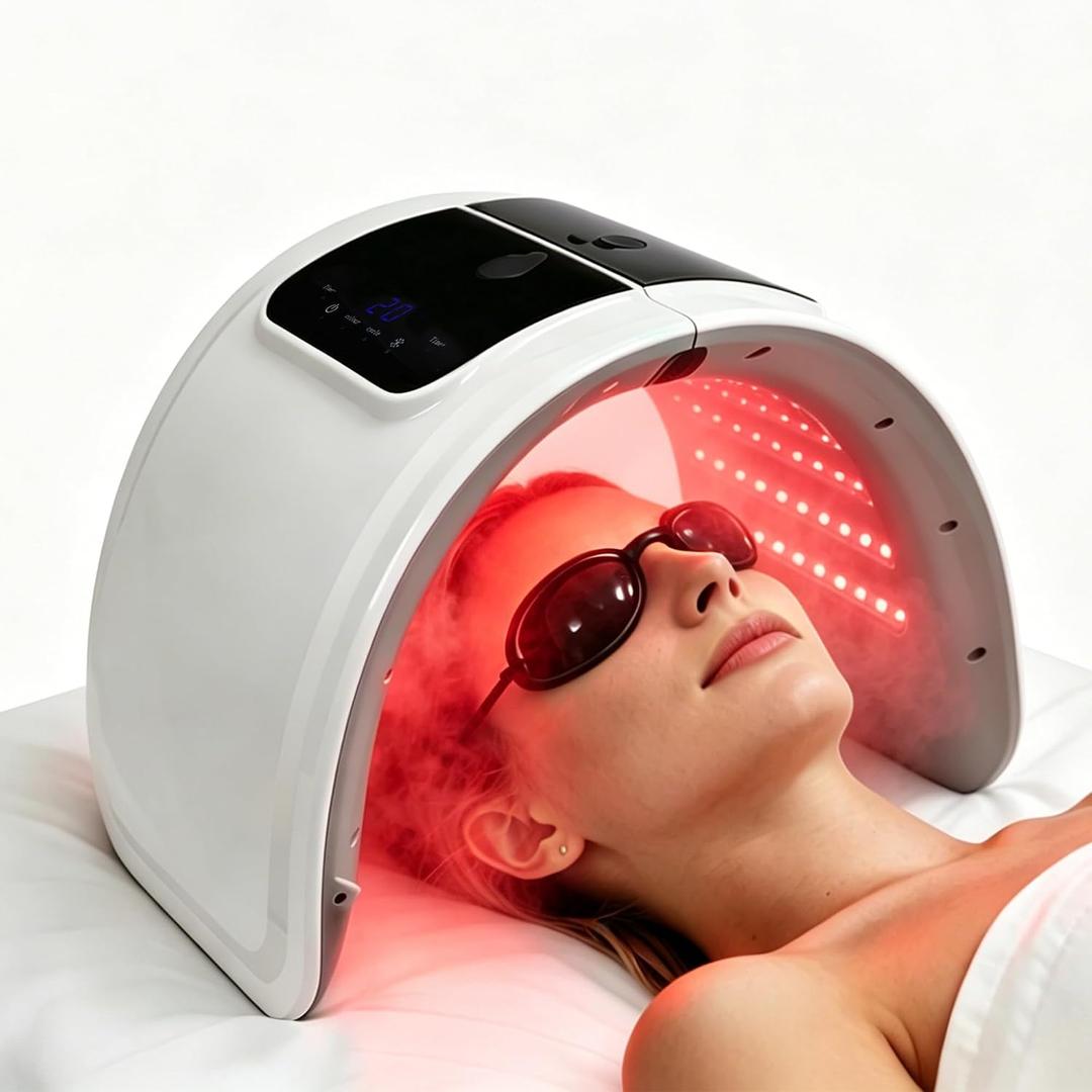 7 Color LED Face Mask with Spray, Facial Light,Red Light Therapy Facial Skin Care Device for Home Use