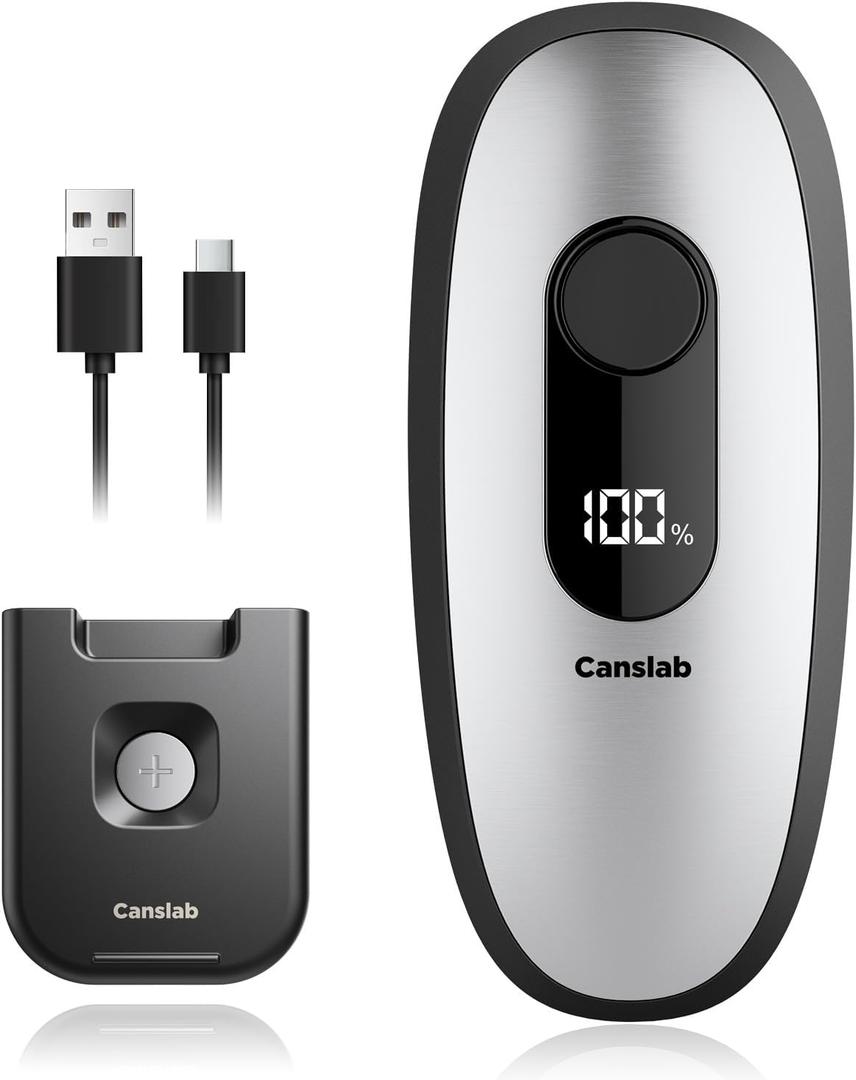 Canslab IRON Rechargeable Electric Can Opener: Wall-Mountable Easy Storage, Smart Auto Stop & LED Battery Track, Hands-Free Operation, Side Cut Smooth Edge, Stainless Steel Professional-Grade Blade