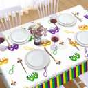2 x Adirasenotek 3Pcs Mardi Gras Table Decorations Tablecloth Carnival Masquerade Party Decorations Mardi Gras Decorations Plastic Table Cloth Masquerade Decorations Mardi Gras Decor,87x54In