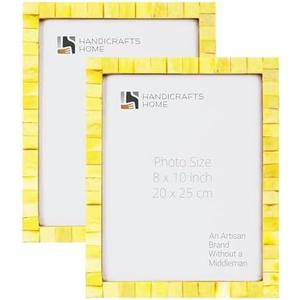 Handicrafts Home 8x10 Picture Frame Set of 1–Handmade Yellow Bone Inlay Photo Frame, Classic Collection, Decorative Boho Frame for Wall & Tabletop, Modern Farmhouse & Coastal Home & Living Room Decor