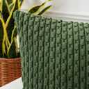 Kevin Textile Throw Pillow Covers Soft Corduroy Decorative Set of 2 Boho Striped Pillow Covers Pillowcases Farmhouse Home Decor for Couch Bed Sofa Living Room 18x18 Inch Moss Green