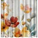 Red Oranage Floral Shower Curtain, 72"W x 72"L