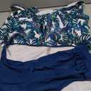 Edelqual Tankini Swimsuits for Women Plus Size Mom Maternity Tummy Control Bathing Suit Two Piece Top Full Coverage High Waisted Bikini Bottom 2024(Blue Leaves 2XL)