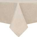 Hiasan Faux Linen Rectangle Tablecloth - Wrinkle and Stain Resistant Washable Table Cloth for Kitchen Dining Room Holiday Table Cover for Party Dinner, Beige, 70 x 140 Inch