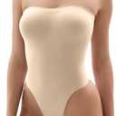 SHAPERX Strapless Shortie Bodysuit for Women Tummy Control Shapewear Seamless Sculpt Body Shaper with Removable Straps L/XL