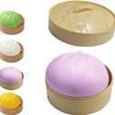 Dumpling Squishy Stress Balls Fidget Sensory Toy Mystery Dumpling Squishy Soft Squeeze Decompression Dough for Adults (Purple-A)