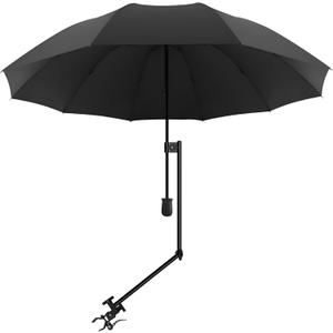 UPF 50+ Beach Umbrella with Adjustable Universal Clamp