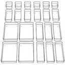 SMARTAKE 21-Piece Drawer Organizer with Non-Slip Silicone Pads, 4-Size Clear Desk Drawer Organizer Trays Storage Tray for Makeup, Jewelries, Utensils in Bedroom Dresser, Office and Kitchen, Clear