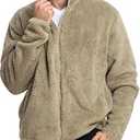 Mad Dog Men's Sherpa Jacket Ultimate Fuzzy Sweater for Men, Fleece Winter Coats, Mens Cold Weather Jackets, Olive, Large