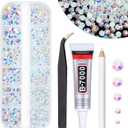 White AB Resin Rhinestones w B7000 Jewelry Glue for Bedazzling Crafting 2mm 3mm 4mm 5mm 6mm Flatback Jelly Stones Diamonds Crystals Gems Charms Supplies for Nails Face Makeup Tumblers Crafts