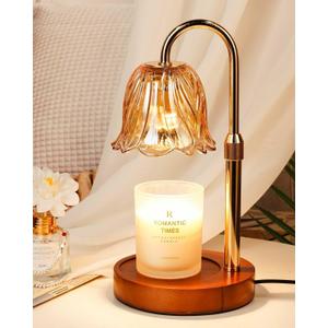 Candle Warmer Lamp, Gold Candle Lamp Warmer with Timer & Dimmer with 2 Bulbs, Birthday Gifts for Women Mom, Valentines Gifts, House Warming Gift New Home Bedroom Decor, Height Adjustable (Daffodil)