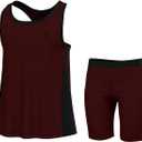 Girls Tank Tops and Shorts Summer Outfits, Athletic Activewear Loose Fit Cute Girls' Fashion Clothing Sets Size 3-16 (Heather Wine)