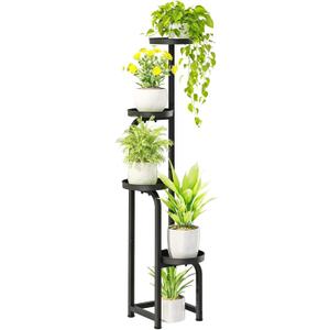 Bamworld Tall Plant Stand Indoor Outdoor, Corner Metal Flower Pot Stands for Multiple Plants, 4 Tier Heavy Duty Plant Shelf for Patio Garden Balcony Living Room Bedroom(Patent Design) (Matte Black)