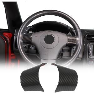 Car Steering Wheel Button Frame For Chevrolet Corvette C6 2005-2013 Car Steering Wheel Panel Protection Sticker Interior Accessories Without Holes (Carbon Fiber)