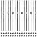 16 Pack Staircase Balusters, 1/2" x 44" Hollow Single Basket and Double Twist Iron Balusters for Staircase Indoorwith 32 Swivel Shoes