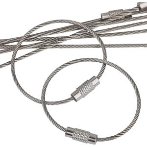 Pawfly 5 Inch/10 Inch Wire Keychain Cable Large Stainless Steel Key Ring Loop Holder, 20/50/100 Pack