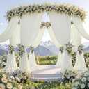 50ftx12ft Wrinkle Free Ivory Backdrop Curtain, 10 Panels 12FT Height Ivory Wedding Backdrop Drapes, Silky Polyester Back Drop Cloth for Birthday Photography Background Party Backdrop Draping
