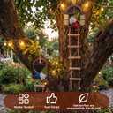 Thyle 4 Pieces Garden Gnomes Outdoor Tree Hugger Gnome Fairy Statue Elf Out the Door Resin Figurine Hanging Ladder Decoration Tree Faces Decor Outdoor for Patio Yard Lawn (Woodland Style)