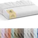 Linen Home 100% Cotton Percale Weave Fitted Sheet, Twin Size, White, 1 Deep Pocket Fitted Sheet, Fits Mattress Upto 16" Crisp and Cool Strong Bed Linen, 39"X75"+15"