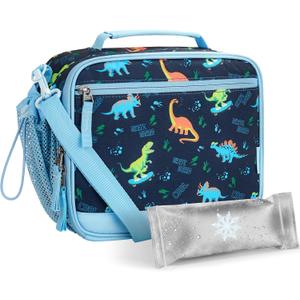 Choco Mocha Lunch Box Kids Lunch Box for Boys Lunch Boxes for School Lunch Bag Ice Packs with Shoulder Strap for Toddler Preschool Kindergarten Dinosaurs Blue
