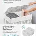 SONGMICS Laundry Hamper with Lid, 110L Clothes Hamper with 2 Removable Liner Bags, 6 Mesh Bags, Wicker Laundry Basket, Double Laundry Hamper for Laundry Room, 13 x 22.4 x 23.6 Inches, White ULCB52WT