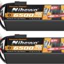 4S Lipo Battery 2Packs 14.8V Lipo Battery 6500mAh 90C Hard Case with TX Plug + EC5 Adapter Compatible with 1/5 1/6 1/7 1/8 RC Car Truck Vehicles Truggy Buggy Boat Airplane Models