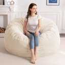 MAXYOYO Bean Bag Chair for Adults, Large 5 ft Bean Bag Chair with Foam Filling, Ultra Soft Fur Lazy Sofa for Living Room, Bedroom, Machine Washable Cover