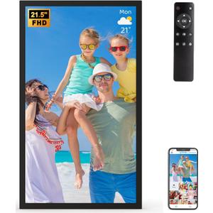 Large Digital Picture Frame 21.5" Digital Photo Frame - 1920x1080 IPS FHD WiFi Photo Frame, 32GB Storage 1080P, Sync Phone, Auto-Rotate, Wall Mounted, Share Photo/Video Via App Email, Gift for Mom Dad