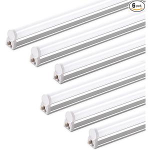 Barrina LED T5 Integrated Single Fixture, 4FT, 2200lm, 6500K (Super Bright White), 20W, Utility Shop Light, Ceiling and Under Cabinet Light, ETL Listed, Corded Electric with ON/Off Switch, 6 Pack