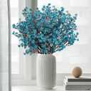 8Pcs Babys Breath Artificial Flowers Silk, Real Touch Peacock Blue Bouquets Flowers for Vase Home Office Wedding Spring Winter Indoor Outdoor Centerpiece Table Mother's Day Decorations
