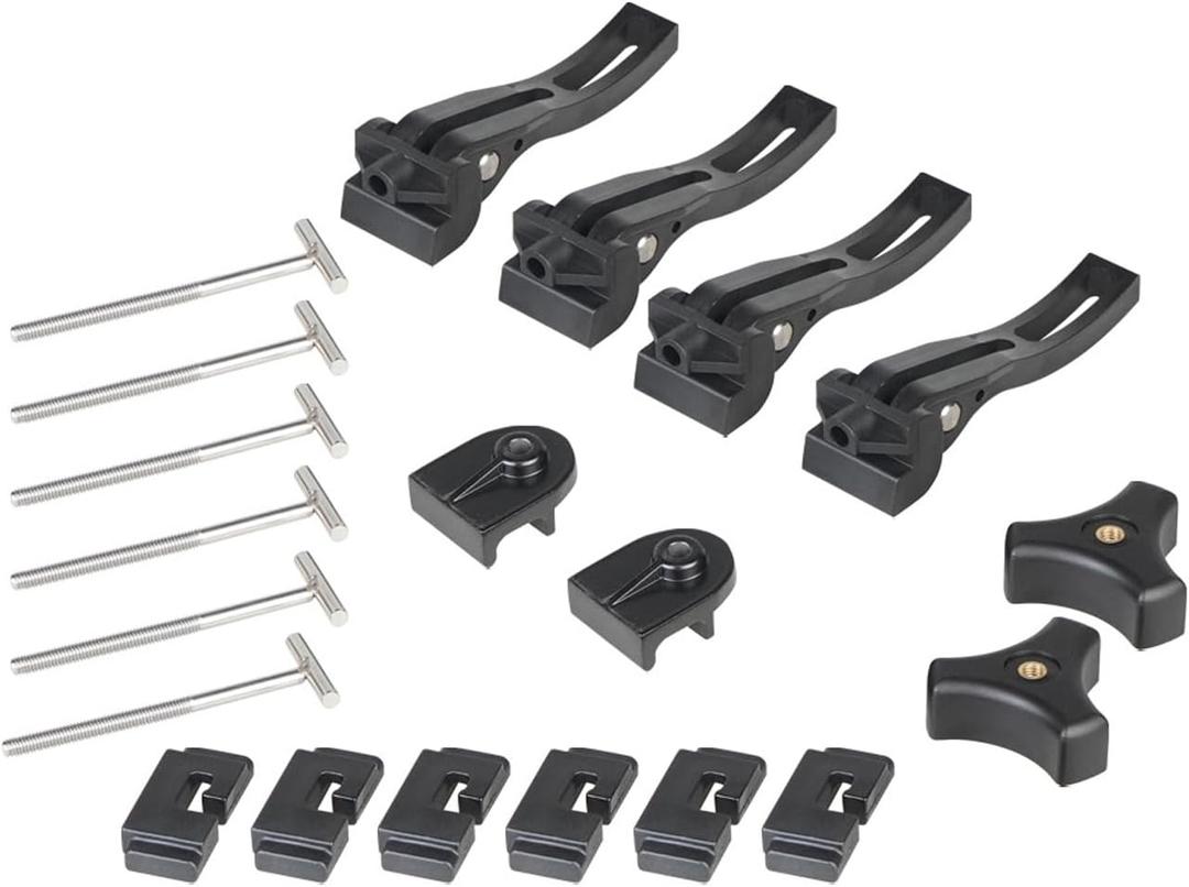 Universal Replacement Parts Set for Hard Tri-Fold Tonneau Cover with Front Clamp, 6 PCS T-Bolts, Rear Clamp, Front Clamp, Medium, Black