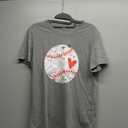Baseball Shirt Women Baseball Heart Tee Shirts Baseball Mom Tshirt Game Day Casual Crew Neck Short Sleeve Tops (Medium, Grey)