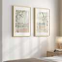 Framed Neutral Abstract Landscape Wall Art for Living Room, Large Set of 2 Minimalist Tree Canvas Artwork for Walls, Modern Nature Scenic Paintings Prints Wall Decor for Bedroom Home Office, 20x30 In