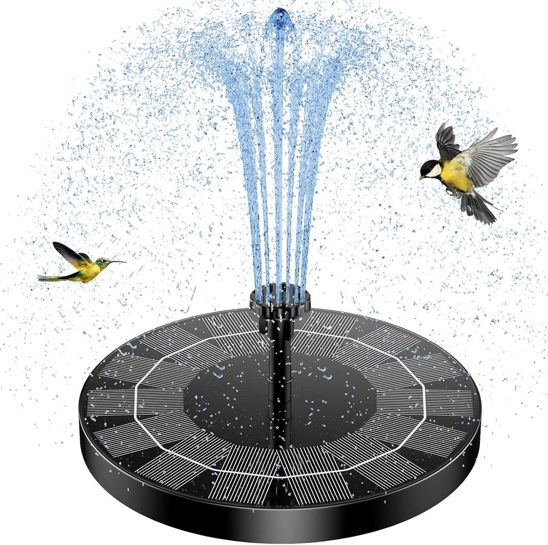 AISITIN Solar Fountain Pump 2.5W, 6.7" Solar Powered Water Fountain Pump for Bird Bath, solar pump for fountain with 6 Nozzles for Garden, Ponds, Pool, Fish Tank, Outdoor and Aquarium (Black)