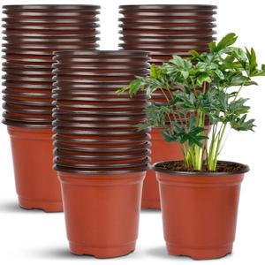 Augshy 40 Pcs 6" Plastic Plant Nursery Seed Starting Pots for Indoor Outdoor Succulent Seedling Cutting Transplanting