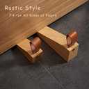 Wooden Door Stopper Non-Slip Security Wood Door Wedge with Leather Strap for Hanging Door Stopper 1Pack, in House Bedroom Office Living Room Hotel Cabin