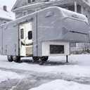 5th Wheel RV Covers 28' ~ 31', Upgraded 9-Layers Top Fifth Wheel Travel Trailer Cover, Windproof Waterproof Toy Hauler Camper Cover RV Skirting for Winter Snow Protection