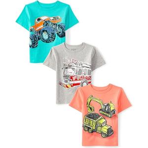 The Children's Place Baby Boys' Graphic T-Shirts (3-Pack), Monster Truck/Construction/Fire Truck, 5T