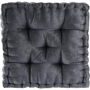 Intelligent Design Azza Floor Pillow, Large Cushions Sitting for Adults, Floor Pillow for Meditation or Yoga, Lustrous Chenille Tufted with Scalloped Edges for Bench/Chair Cushion, 20"x20"x5", Square Charcoal