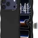 ORNARTO for iPhone 17 Pro Case 6.3", Wavy Liquid Silicone Shockproof Drop Protection Cover with Camera Control Button, Skin-Friendly Microfiber Lining  Black