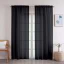 OWENIE Black Premium Sheer Curtains, 2 Panels Set, 42W x 72L, Rod Pocket, Polyester, Light Filtering, Living Room, Kitchen Room, Modern Style