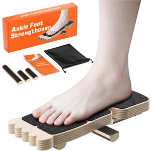 2 x Ankle Balance Board, Solid Wood with Non-Slip Surface & "TOES" Design - Single Leg Stability Trainer for Ankle Support, Foot Strengthening, Balance Exercises