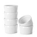 DOWAN Ramekins 12 oz Oven Safe, Creme Brulee Ramekin Souffle Dishes for Baking, Porcelain Samll Bowls for French Onion Soup, Dessert Custard Cups Sauce Dish, Set of 5, Soft White
