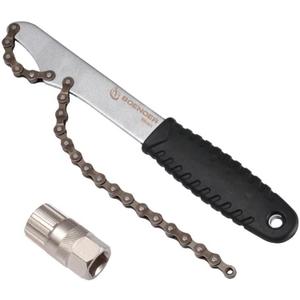 Boenoea Bike Cassette Removal Tool with Chain Whip, Bicycle Sprocket Removal Tools, Cassette Lockring Freewheel Remover (Black)