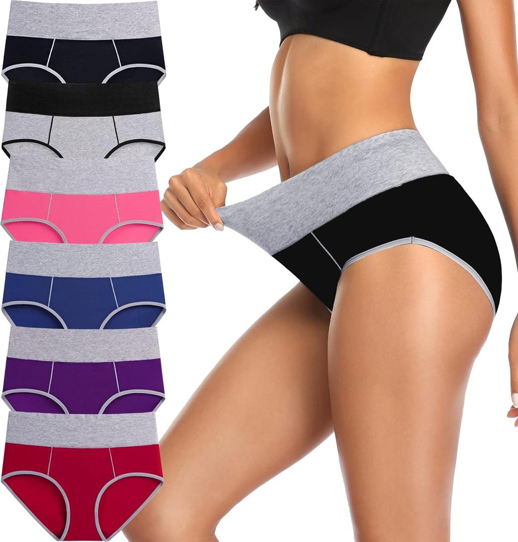Annenmy Postpartum Underwear Women High Waisted Cotton Underwear Breathable C Section Panties Tummy Control Briefs (Medium, Black/Gray/Pink/Navy Blue/Purple/Red)