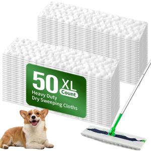 Heavy Duty Dry Sweeping Cloths Compatible with Swiffer Sweeper XL Mop, Sweeper X-Large Dry Cloth Refills for Floor Mopping and Cleaning, Disposable Pet Dry Pads Refills, 50 Count