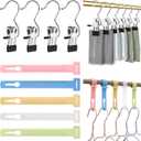 BATHRINS Pants Hangers with Clip Set, 20 Cable Ties and 30 Pcs Leggings Hangers for Closet Travel Jeans Shorts Skirts Hats Boot