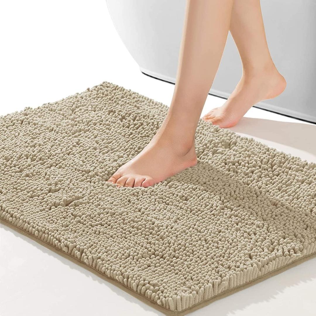 Bathroom Rugs Non Slip, Extra Thick Soft Absorbent Bath Rug 27x20 Inch, Machine Washable Quick Dry Bath Mat for Bathroom Floor, Tub and Shower, Home Decor Accessories, Camel