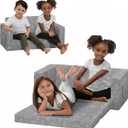 Delta Children - Serta Perfect Sleeper Kids 2-Seater Sofa, Convertible 2-in-1 Flip Open Toddler Couch Sleeper, Foam Chair for Playroom & Bedroom, Bed Lounger, Comfy Play Sleeping Lounge Chair, Grey