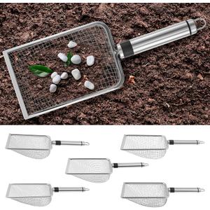 5Pcs Gardening Soil Sifter, Garden Sieve Sifter with Handle, Garden Sand Soil Compost Sifter with Handle, Mesh Soil Shovel for Sifting Rocks Compost (A)